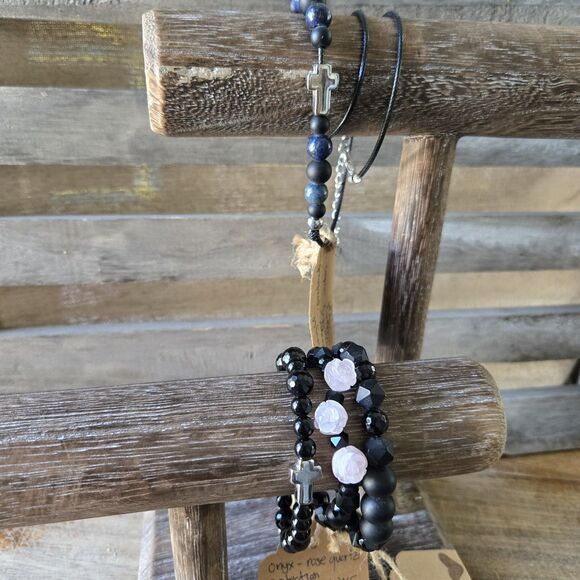 Crystal Healing Power Bracelets Bundle Onyx, Tiger Eye, Amethyst, Glass Beads... - Picture 5 of 13